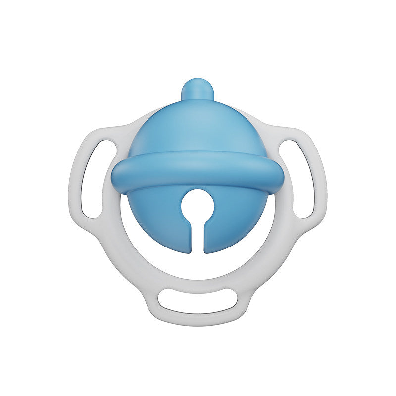 Solid blue bell-shaped chastity cage front view on white background