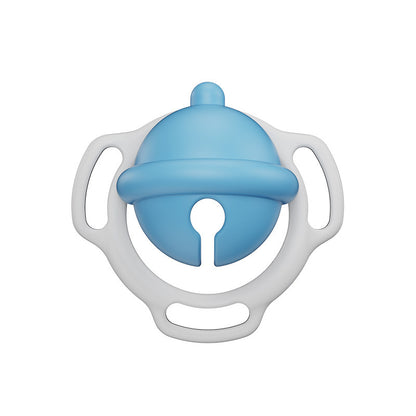 Solid blue bell-shaped chastity cage front view on white background