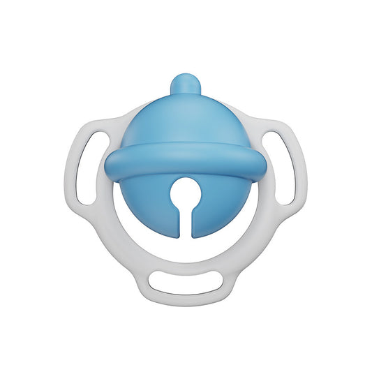 Solid blue bell-shaped chastity cage front view on white background