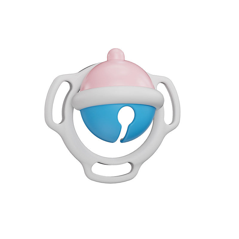 Blue and pink bell-shaped chastity cage front view