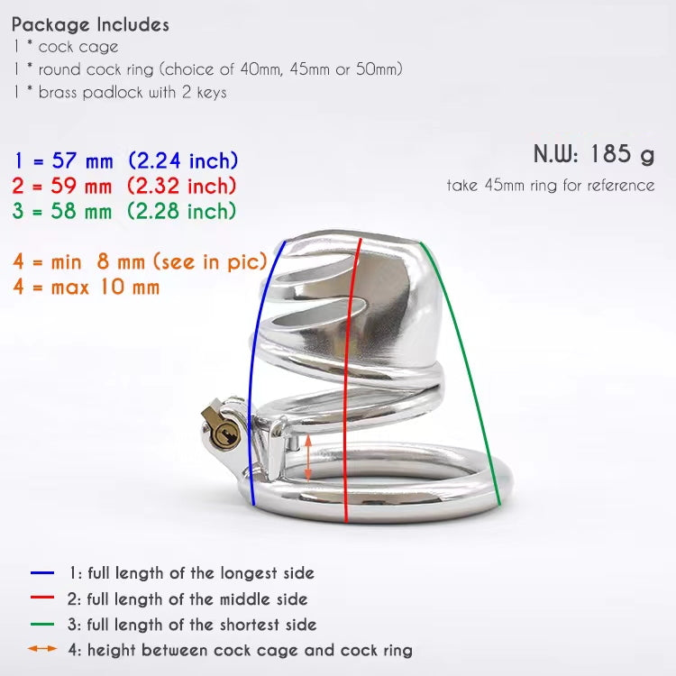 Cage de chasteté en acier avec grande bouche d'urine (1,54")