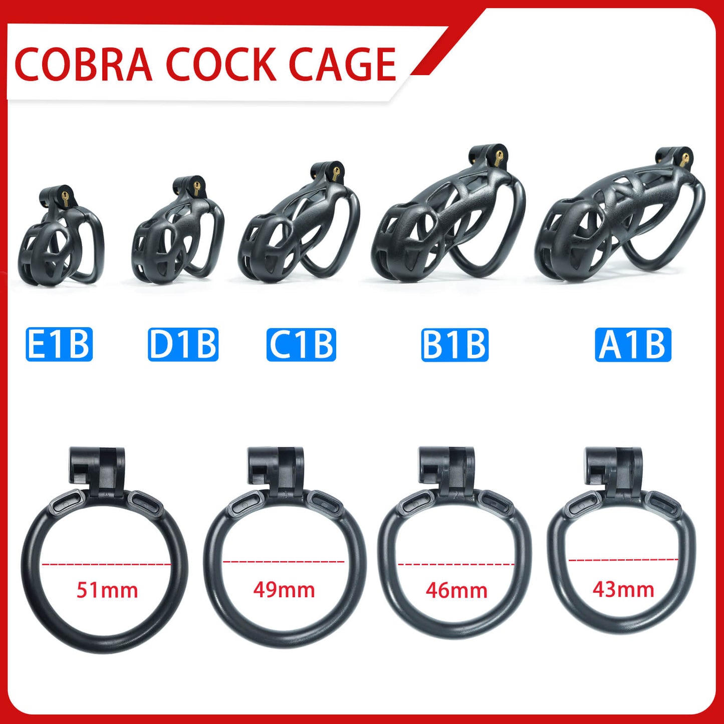 Black Mamba Chastity Cage Kit 1.77 To 4.13 Inches Long
