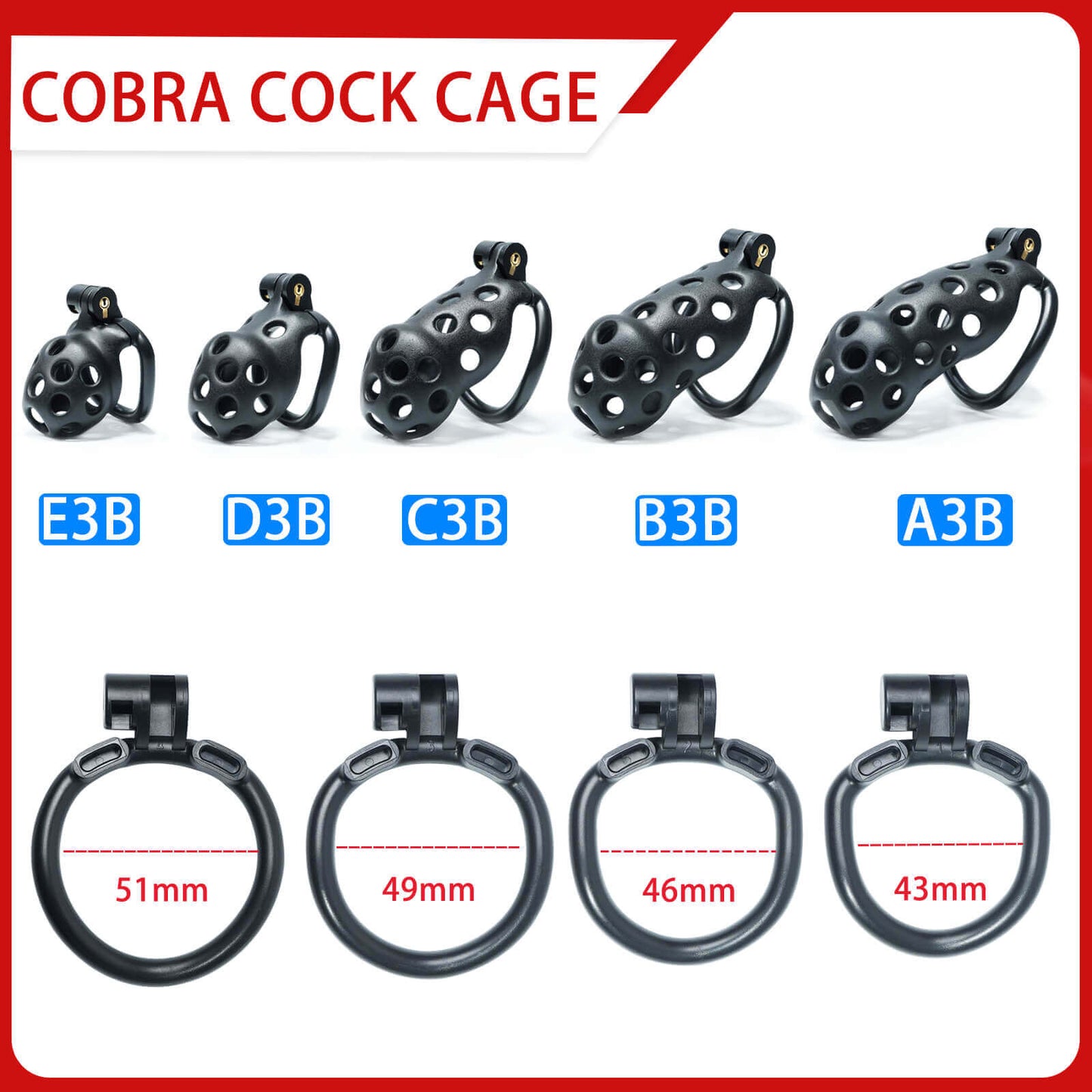 Black Hole Mamba Chastity Cage Kit 1.77 To 4.13 Inches Long
