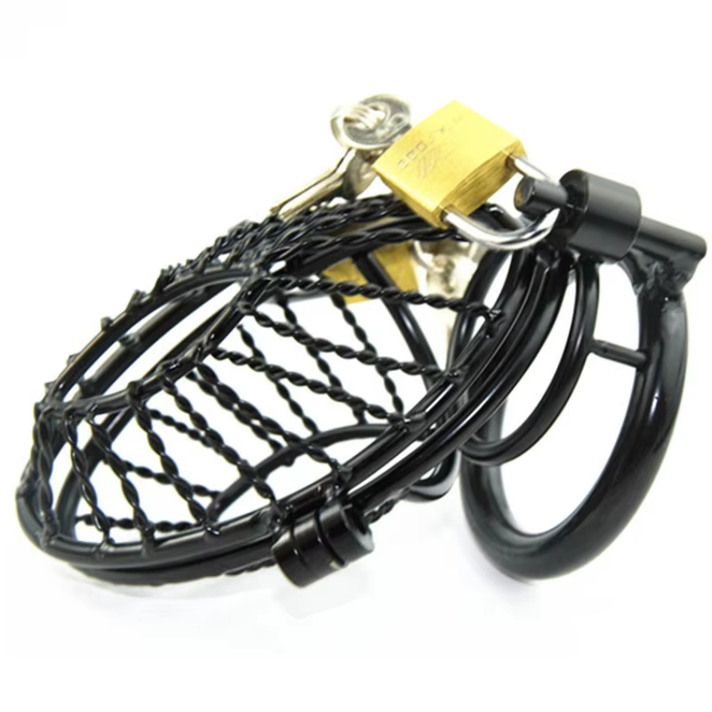 Black Mesh Metal Male Chastity Cage