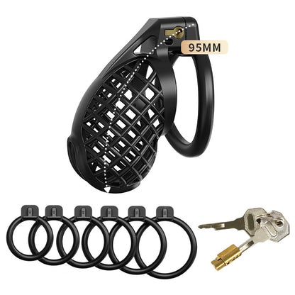 Black Mesh Pattern Chastity Cage