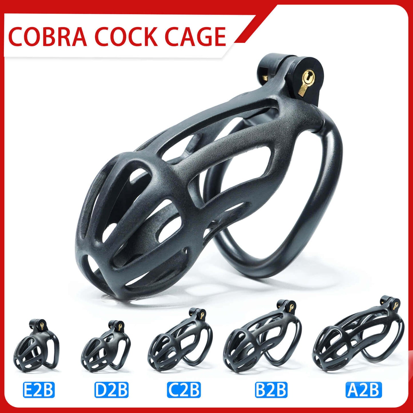 Black Stripe Mamba Chastity Cage Kit 1.77 To 4.13 Inches Long