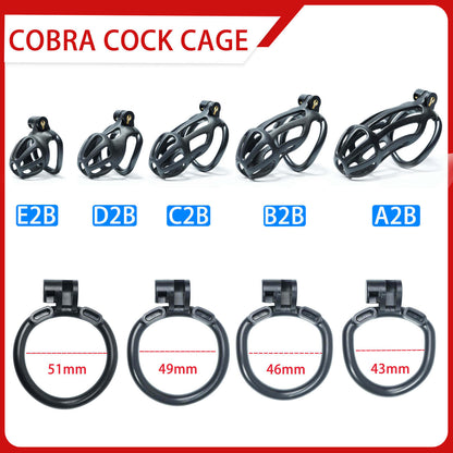 Black Stripe Mamba Chastity Cage Kit 1.77 To 4.13 Inches Long