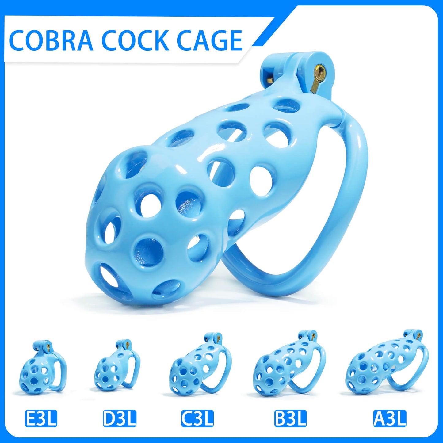 Blue Hole Mamba Chastity Cage Kit - 1.77 to 4.13 Inches Long