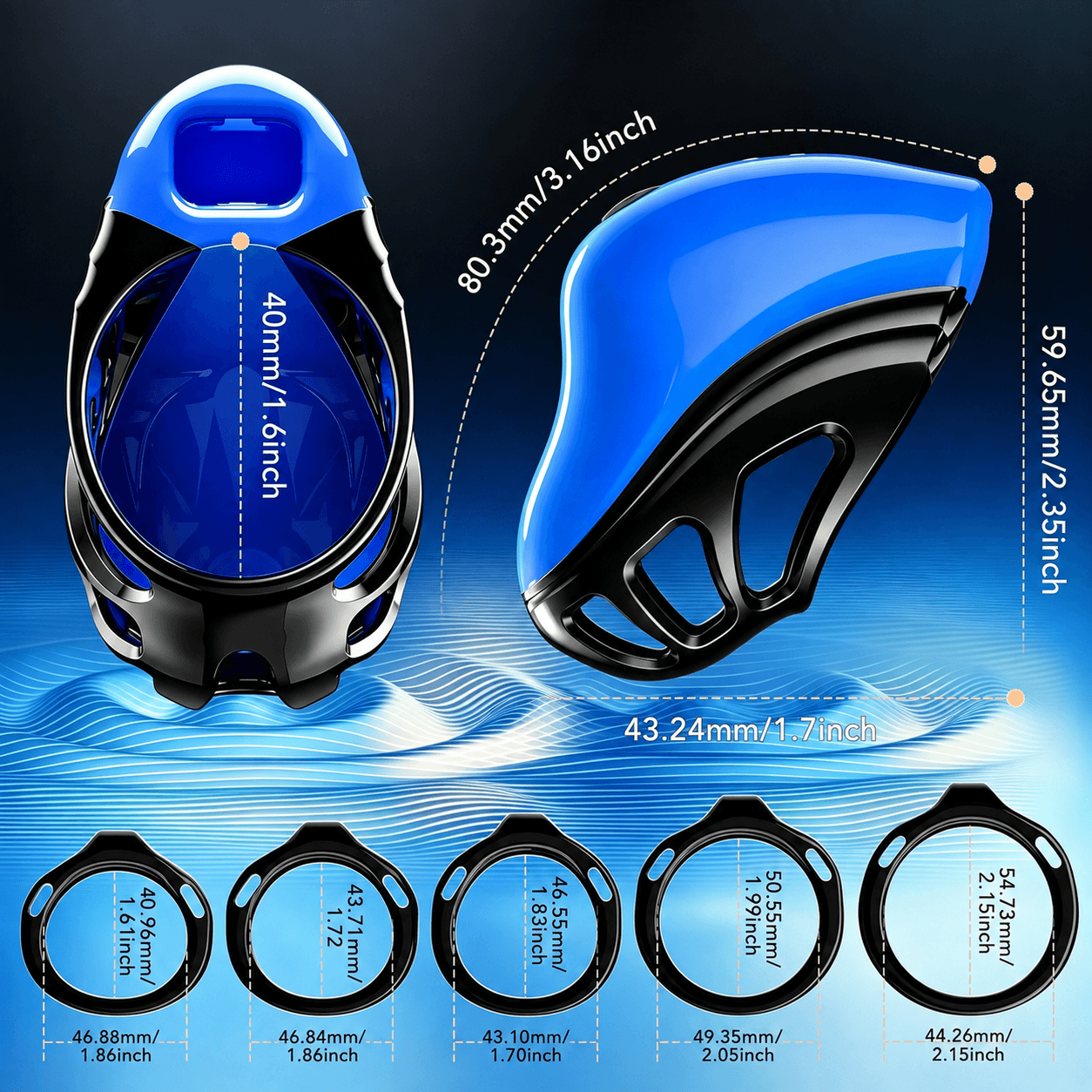 Blue Vibrating Chastity Cage App Control