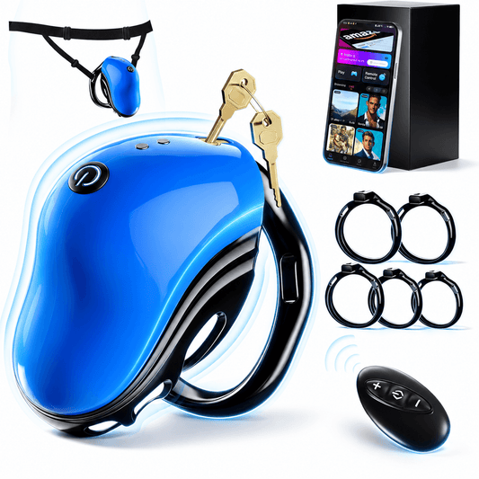 Blue Vibrating Chastity Cage App Control