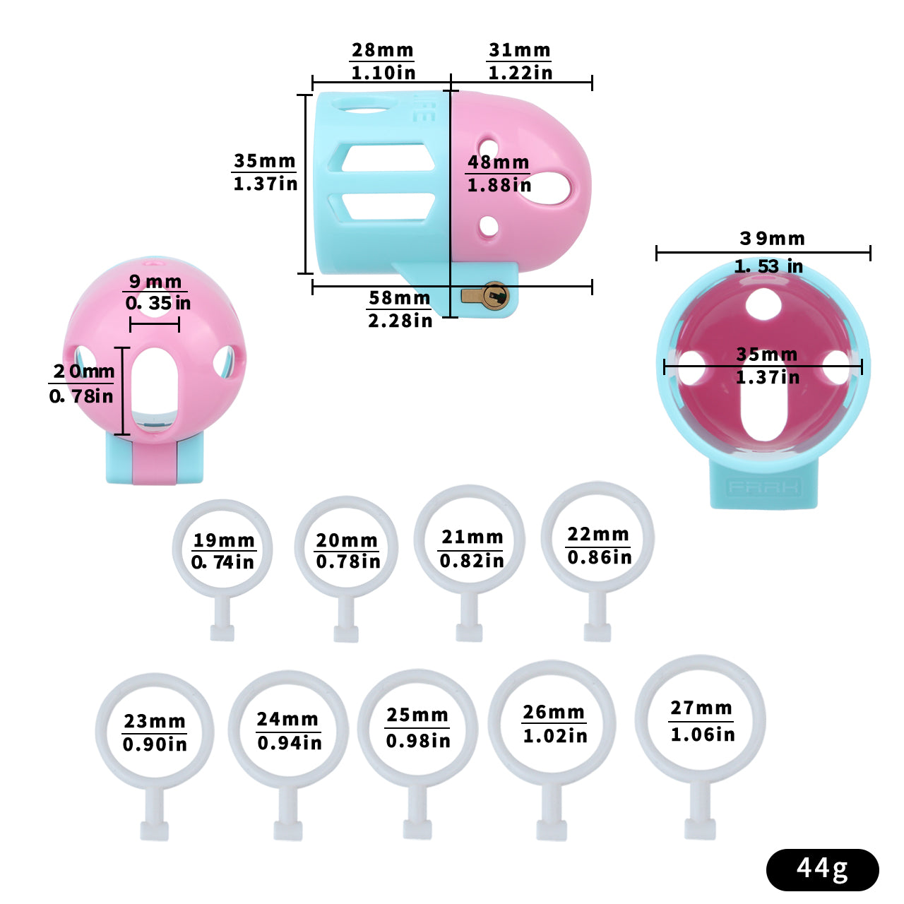Bullet-shaped Ringless Chastity Cage
