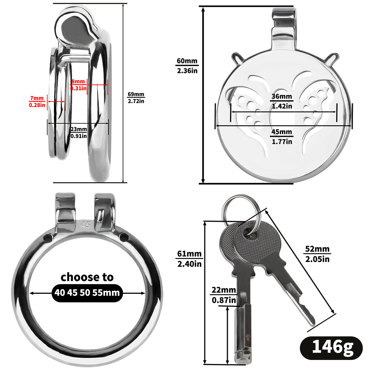 Butterfly Flat Chastity Lock - 3