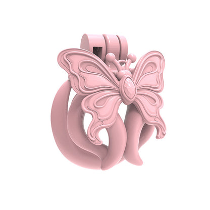 Pink Butterfly Wing Inverted Chastity Cage three-quarter view