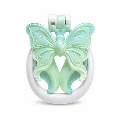 Blue & Yellow Butterfly Wing Inverted Chastity Cage front view
