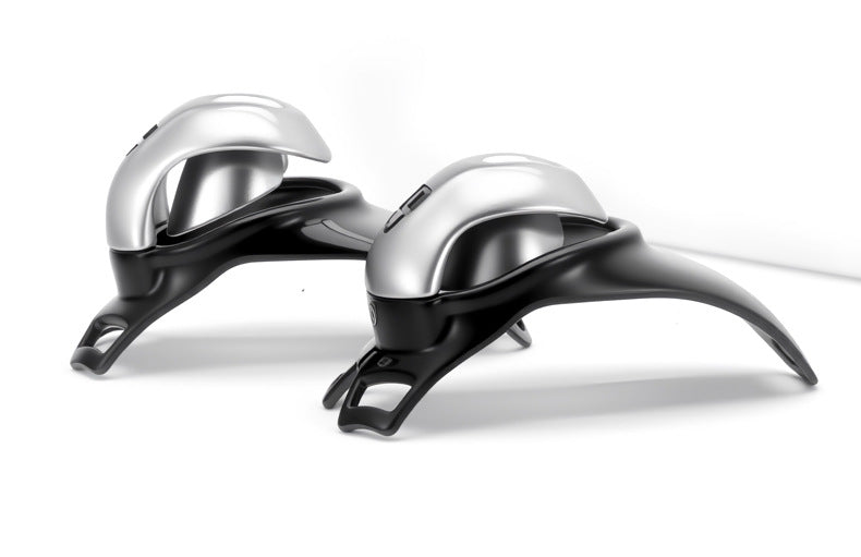 Silver black C-ring chastity cage side view