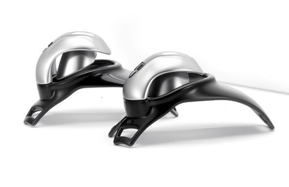 Silver black C-ring chastity cage side view