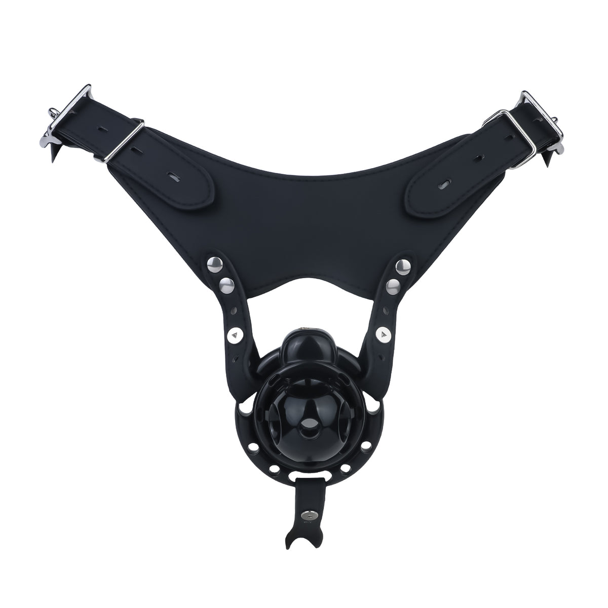 Black Candy Heart chastity cage with black PU leather waist belt