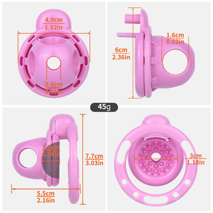 Pink Candy Heart chastity cage measurement chart