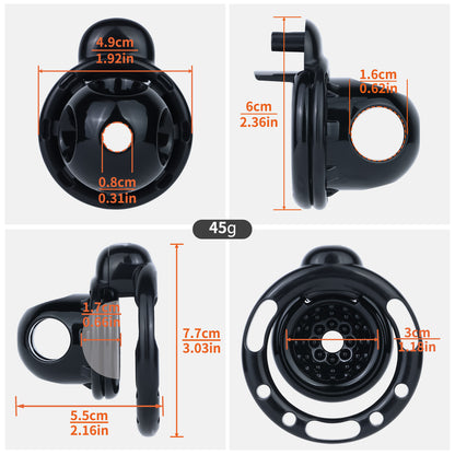 Black Candy Heart chastity cage measurement chart