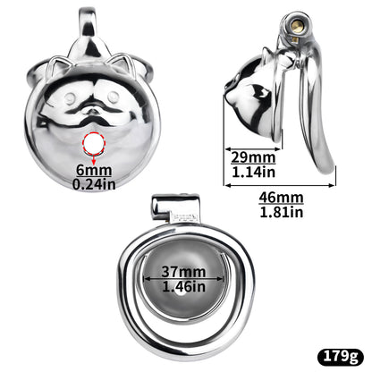 Cat Face Smallest Chastity Cage -silver cage size