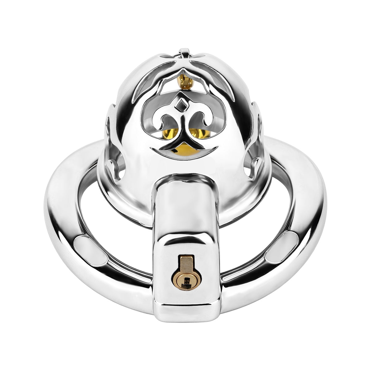 Cloud Bell Metal Chastity Cage S cage underside and keyed lock detail