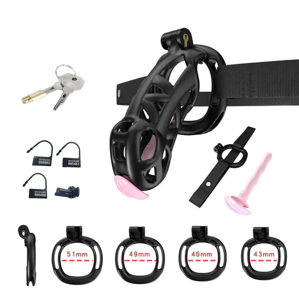 Mamba Chastity Cage With Belt and Urethal