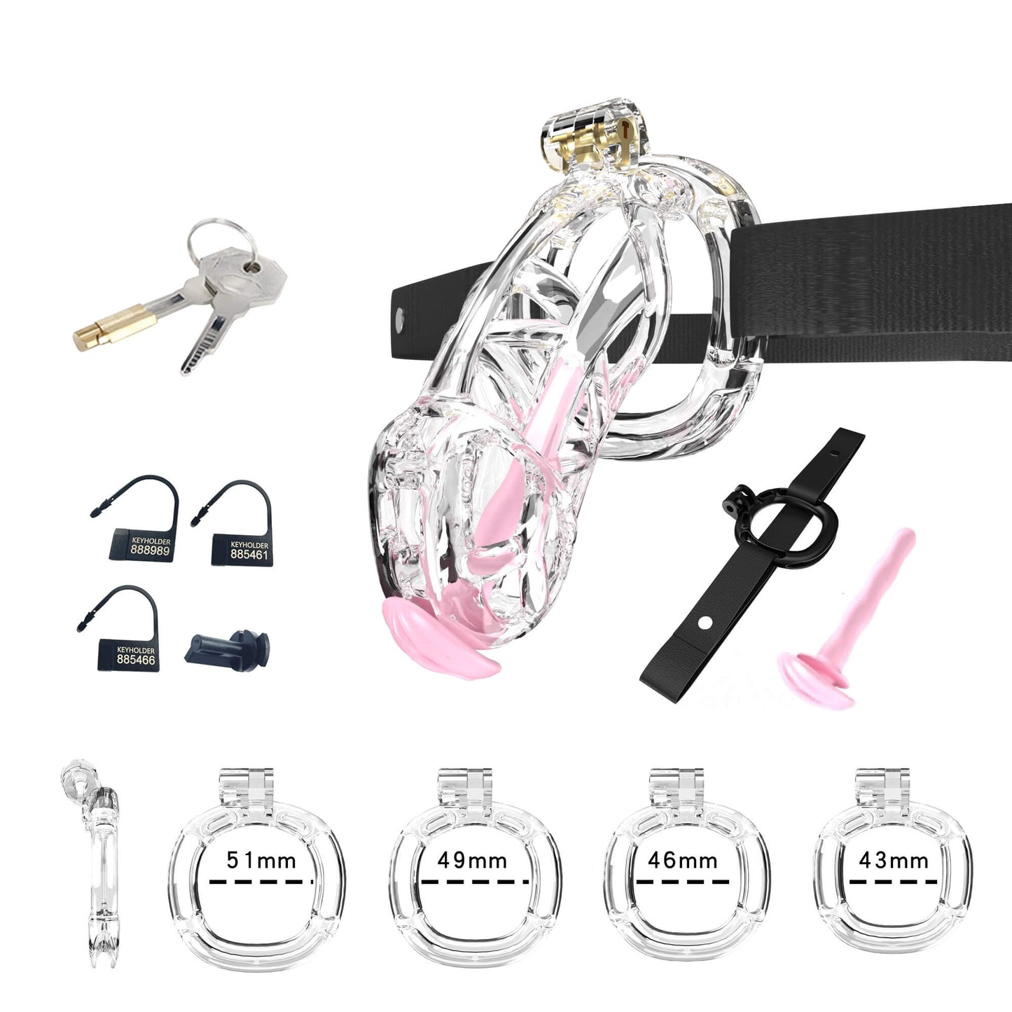 Mamba Chastity Cage With Belt and Urethal