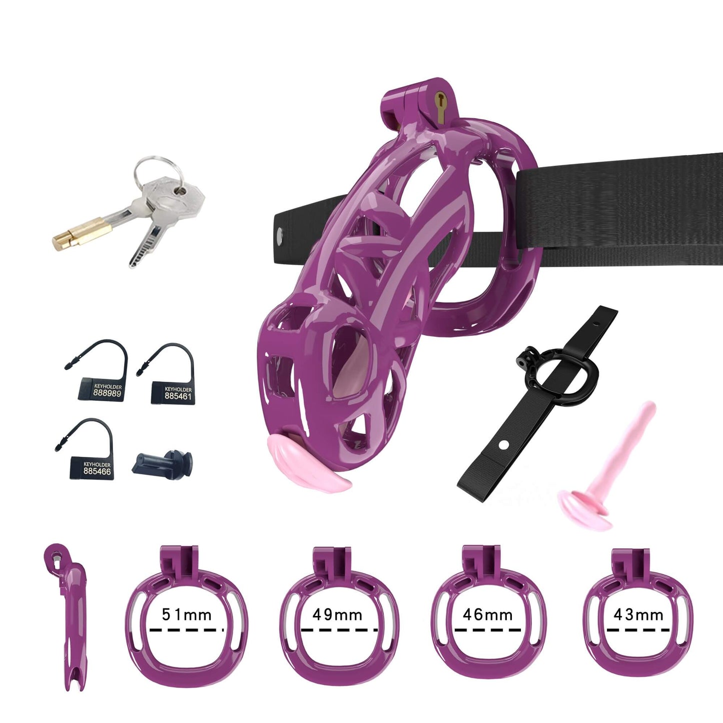 Mamba Chastity Cage With Belt and Urethal