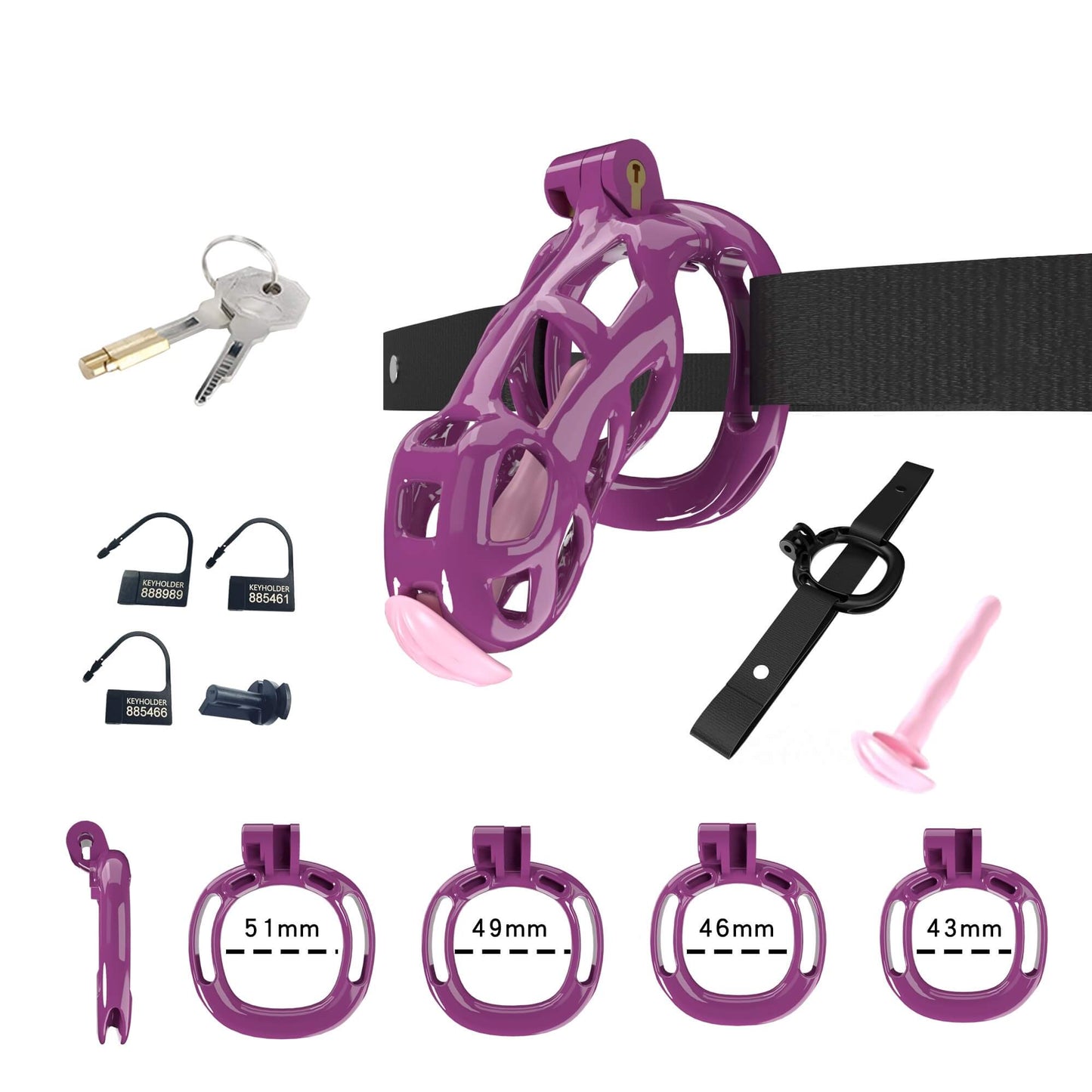 Mamba Chastity Cage With Belt and Urethal