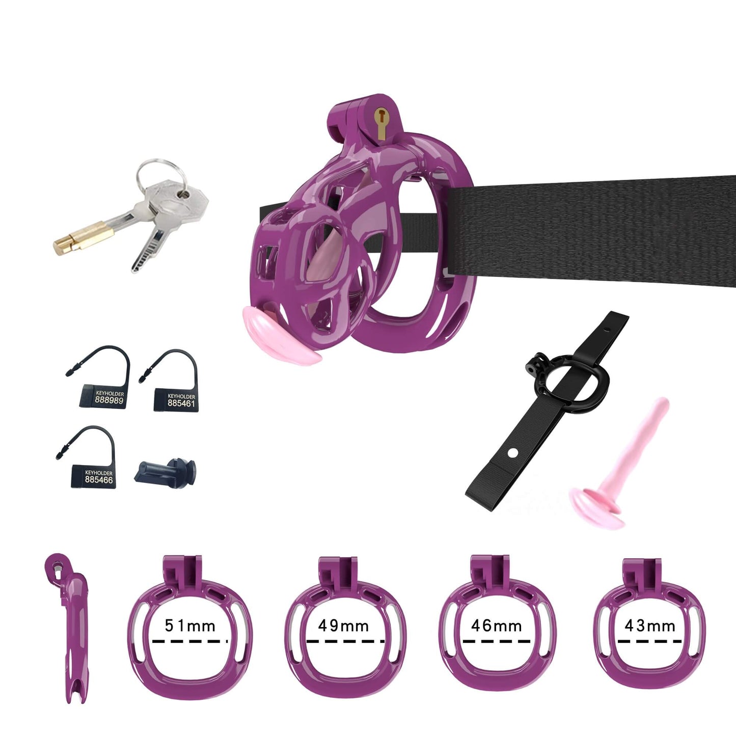 Mamba Chastity Cage With Belt and Urethal