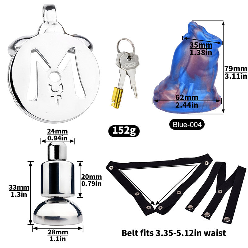 Inverted Chastity Cage - Cock Block Device With Monster Dildo