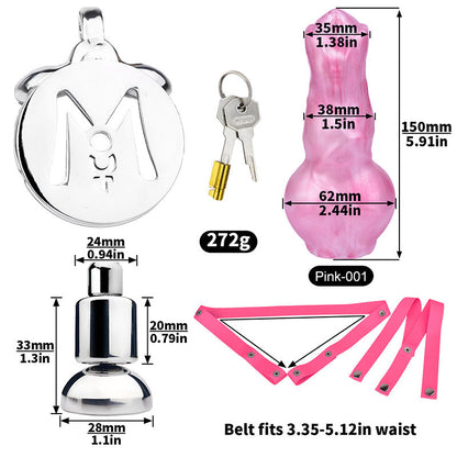 Inverted Chastity Cage - Cock Block Device With Monster Dildo