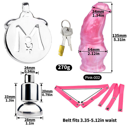 Inverted Chastity Cage - Cock Block Device With Monster Dildo