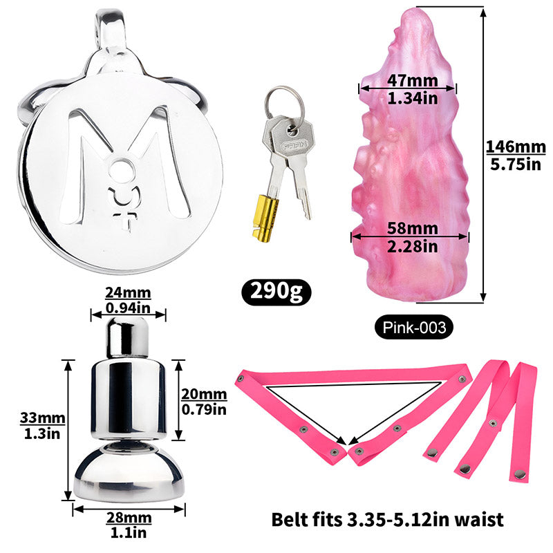 Inverted Chastity Cage - Cock Block Device With Monster Dildo