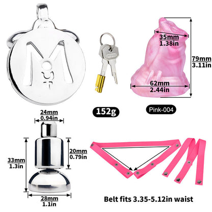 Inverted Chastity Cage - Cock Block Device With Monster Dildo