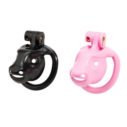 Pink and black Cretan Bull chastity cage color options