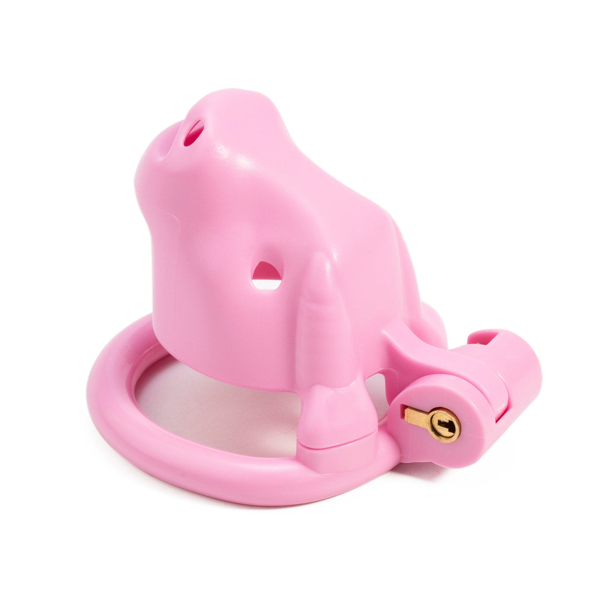 Rear view of pink Cretan Bull cage showing the integrated lock