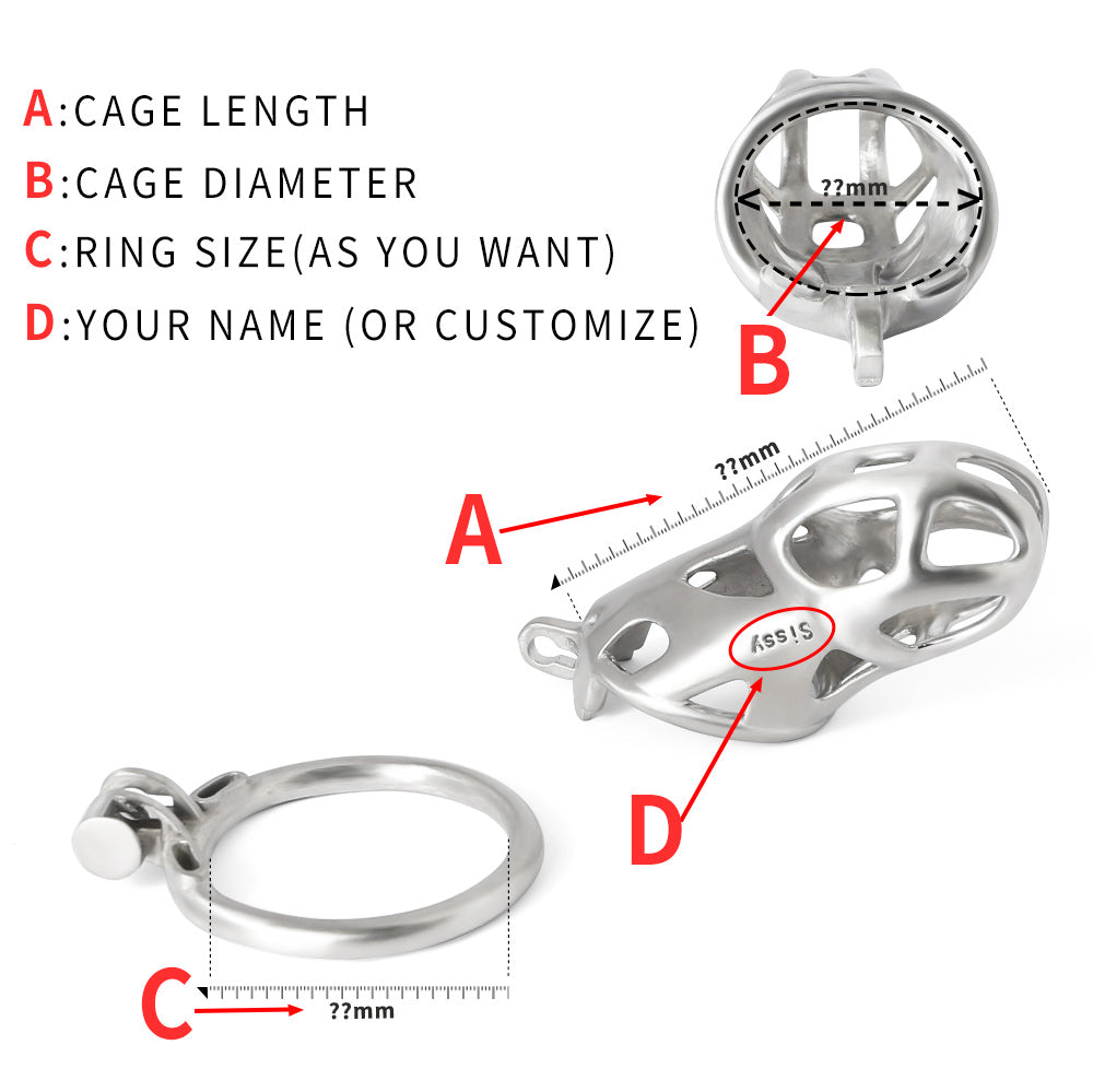 Cage de chasteté en acier personnalisée Mamba 