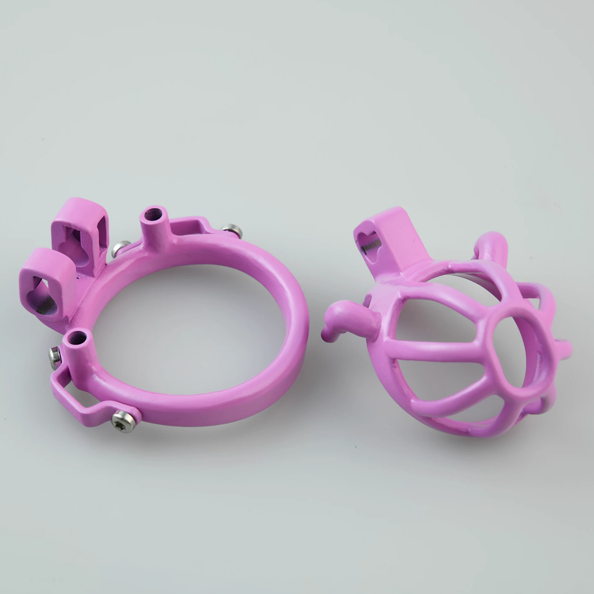 Custom Pink Steel Cock Cage - 3