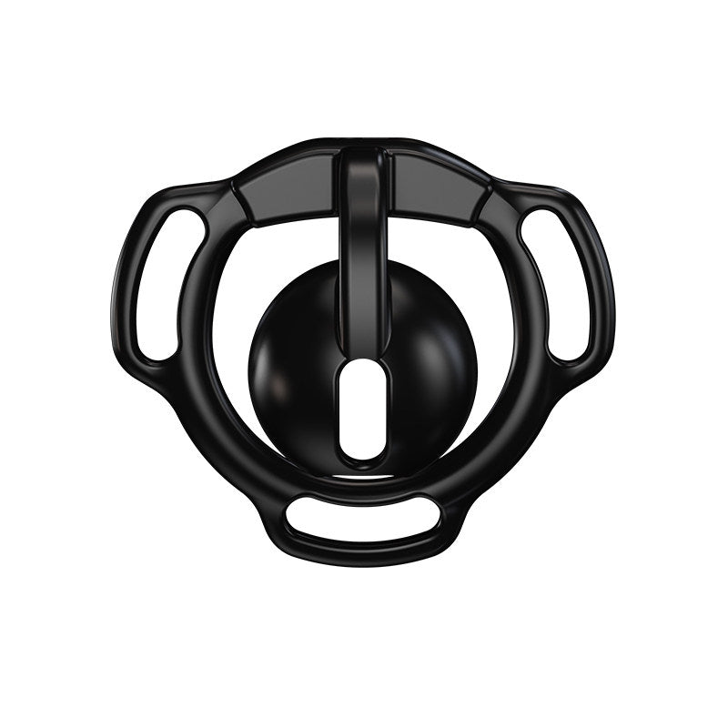 Black Eclipse Dome chastity cage front view showing the rounded cover, vertical bridge and oval opening