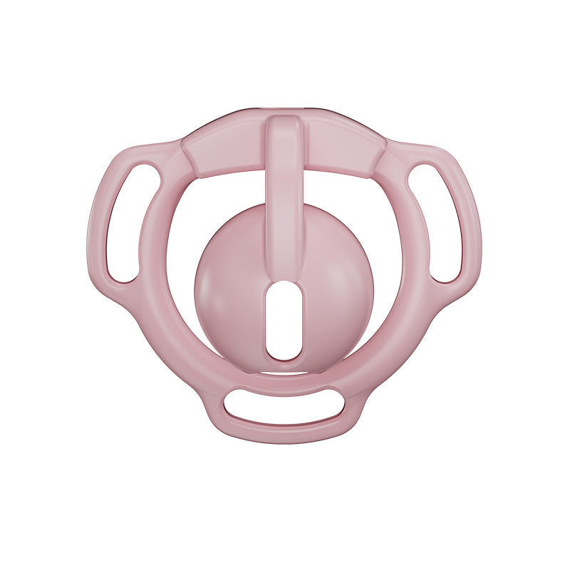 Pink Eclipse Dome chastity cage front view showing the rounded cover, vertical bridge and oval opening