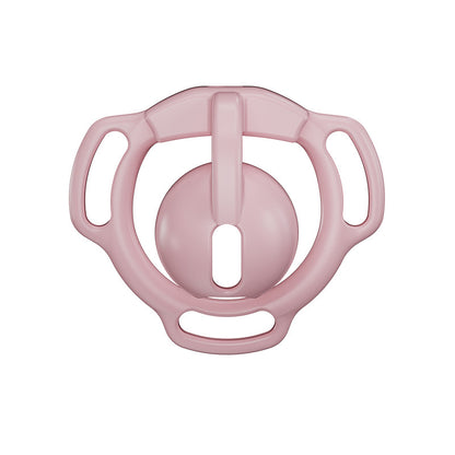 Pink Eclipse Dome chastity cage front view showing the rounded cover, vertical bridge and oval opening