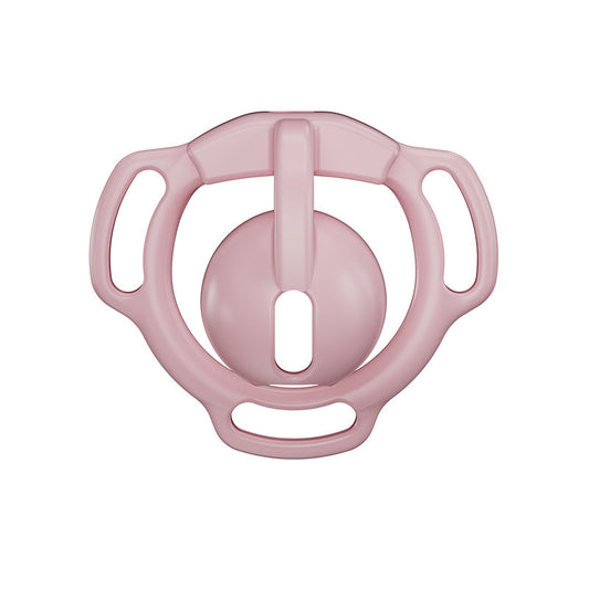 Pink Eclipse Dome chastity cage front view showing the rounded cover, vertical bridge and oval opening