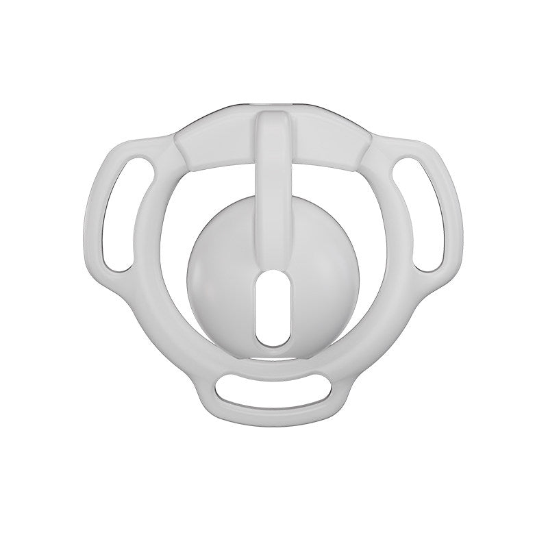 White Eclipse Dome chastity cage front view showing the rounded cover, vertical bridge and oval opening