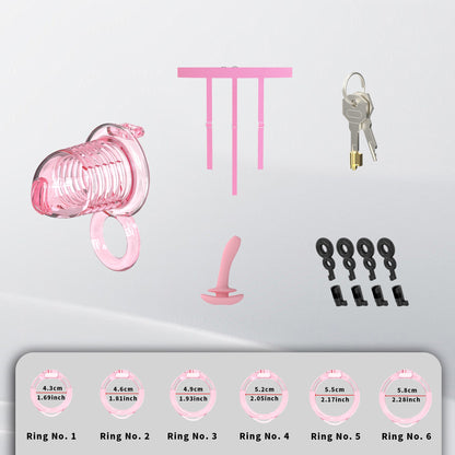 Extensible Silicone Chastity Cage With Vibration Plug