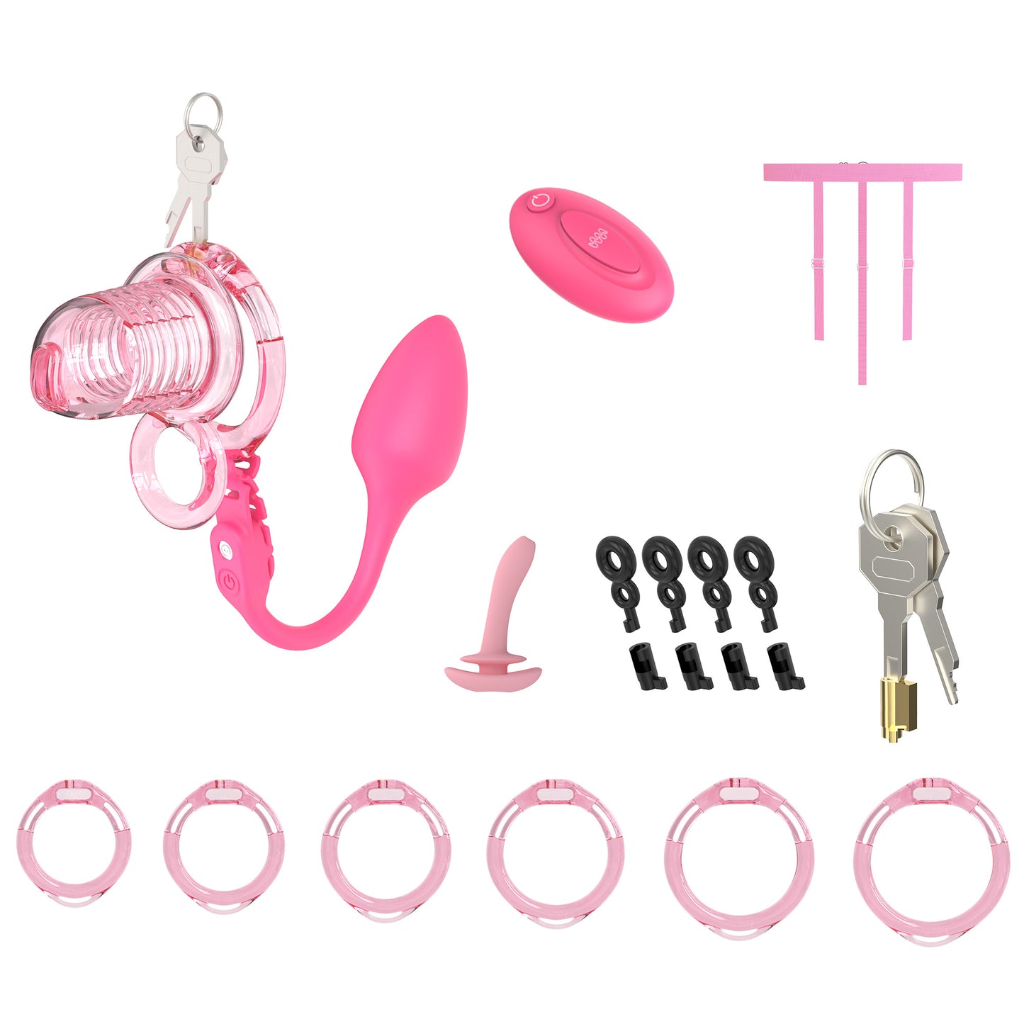 Extensible Silicone Chastity Cage With Vibration Plug