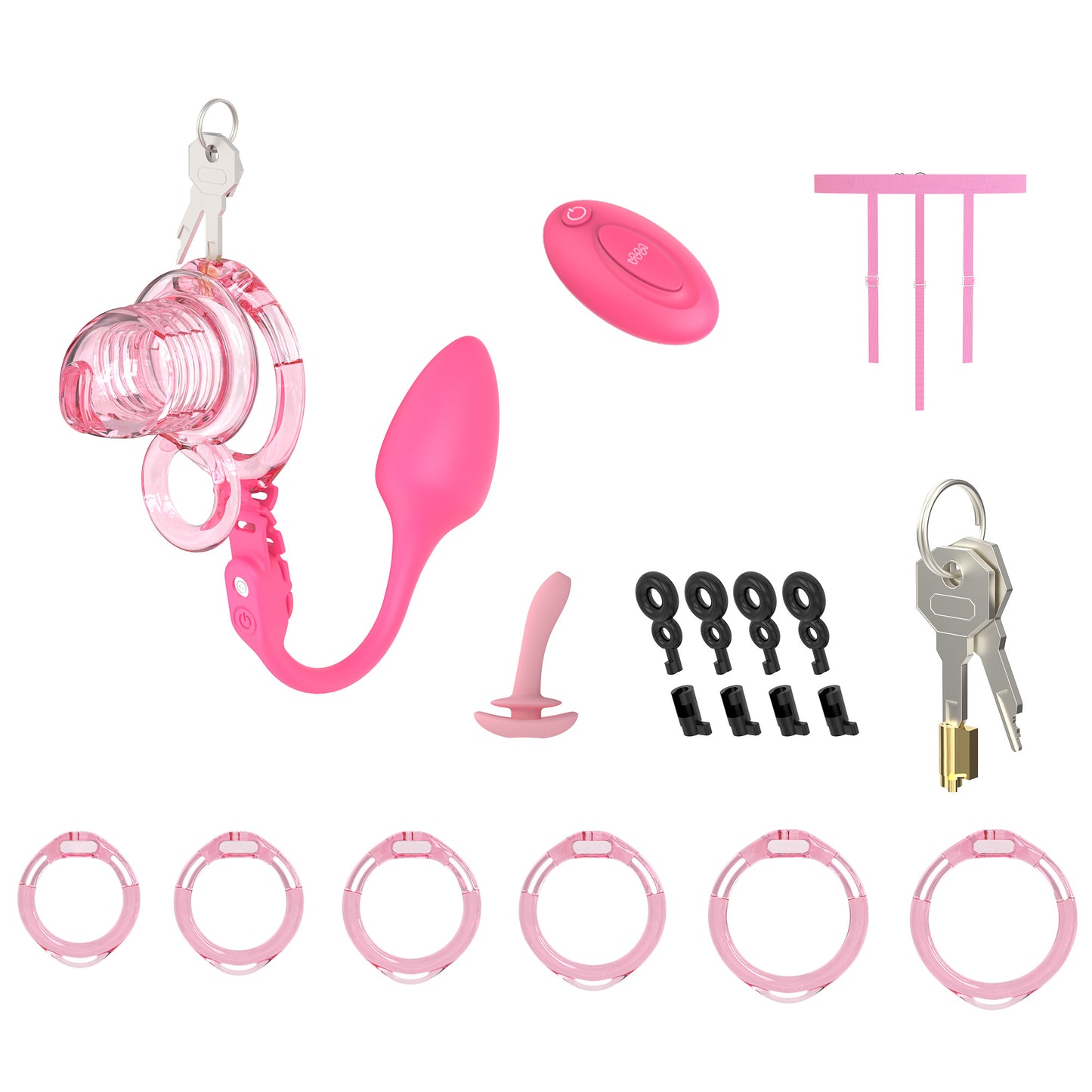 Extensible Silicone Chastity Cage With Vibration Plug