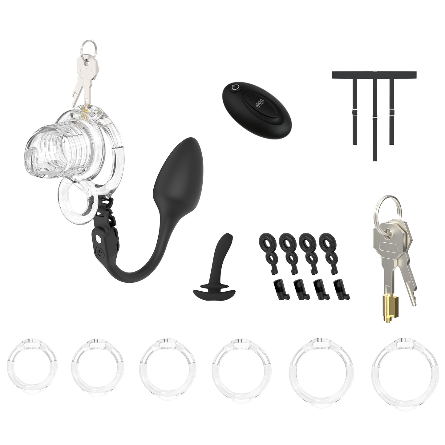 Extensible Silicone Chastity Cage With Vibration Plug