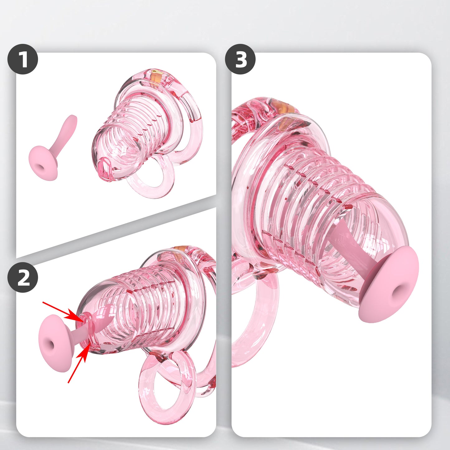 Extensible Silicone Chastity Cage With Vibration Plug