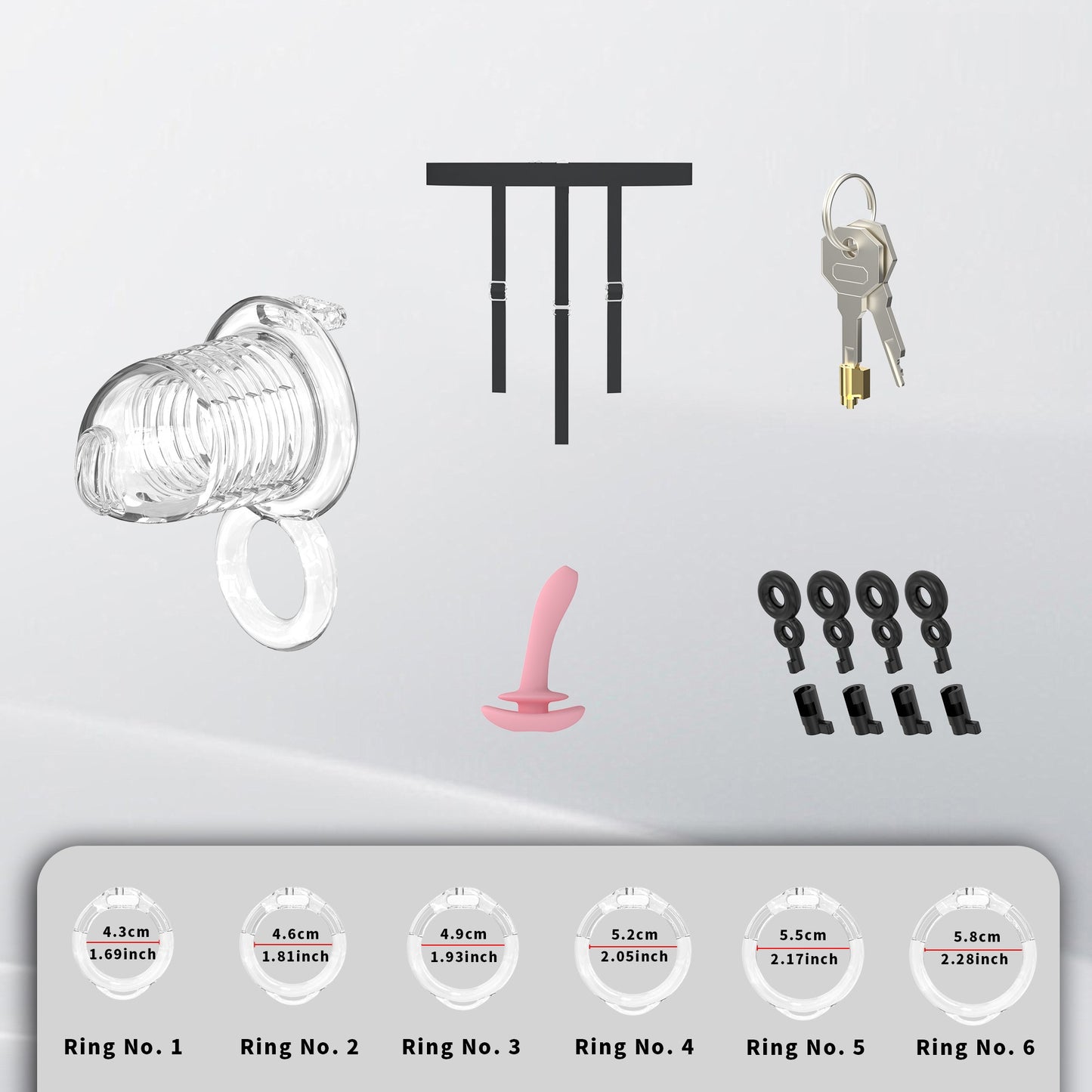 Extensible Silicone Chastity Cage With Vibration Plug